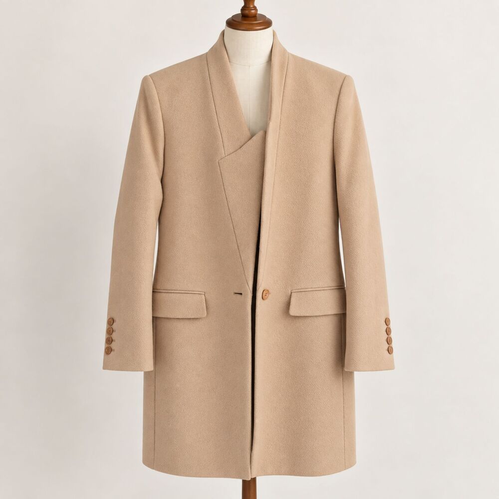 Stella McCartney Bryce 100% Wool Camel Coat IT 48 UK 16 US 12-14 Inverted Lapel